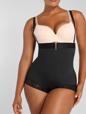 Shaperx-High-Waist Black Shapewear Open Bust Bodysuit NWT Small